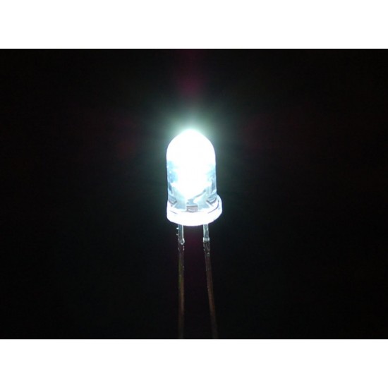 50x 5mm White LED Diodes – Water Clear Round Top Lens With Edge – Unbranded